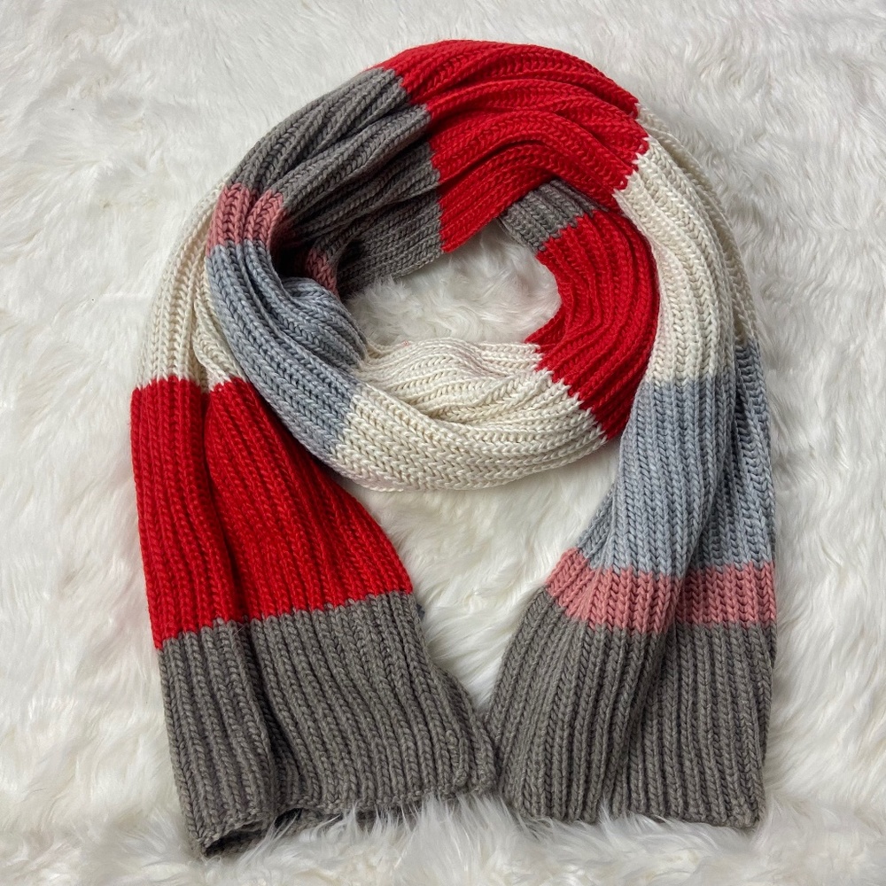Red, Tan, Gray and White striped American Eagle Scarf